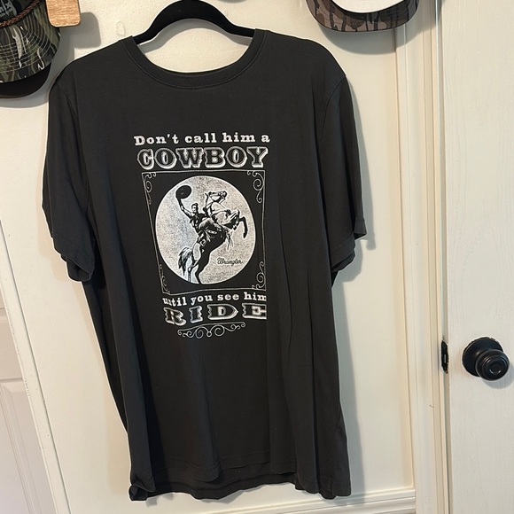 Black Graphic T-Shirt with Cowboy Print - Picture 1 of 2